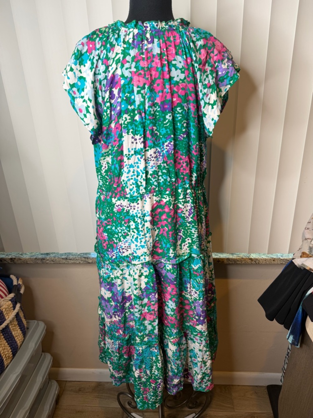Rails Womens Juni Midi Dress Gardenia Multi Color Tiered Midi Dress Size Large - Picture 6 of 8